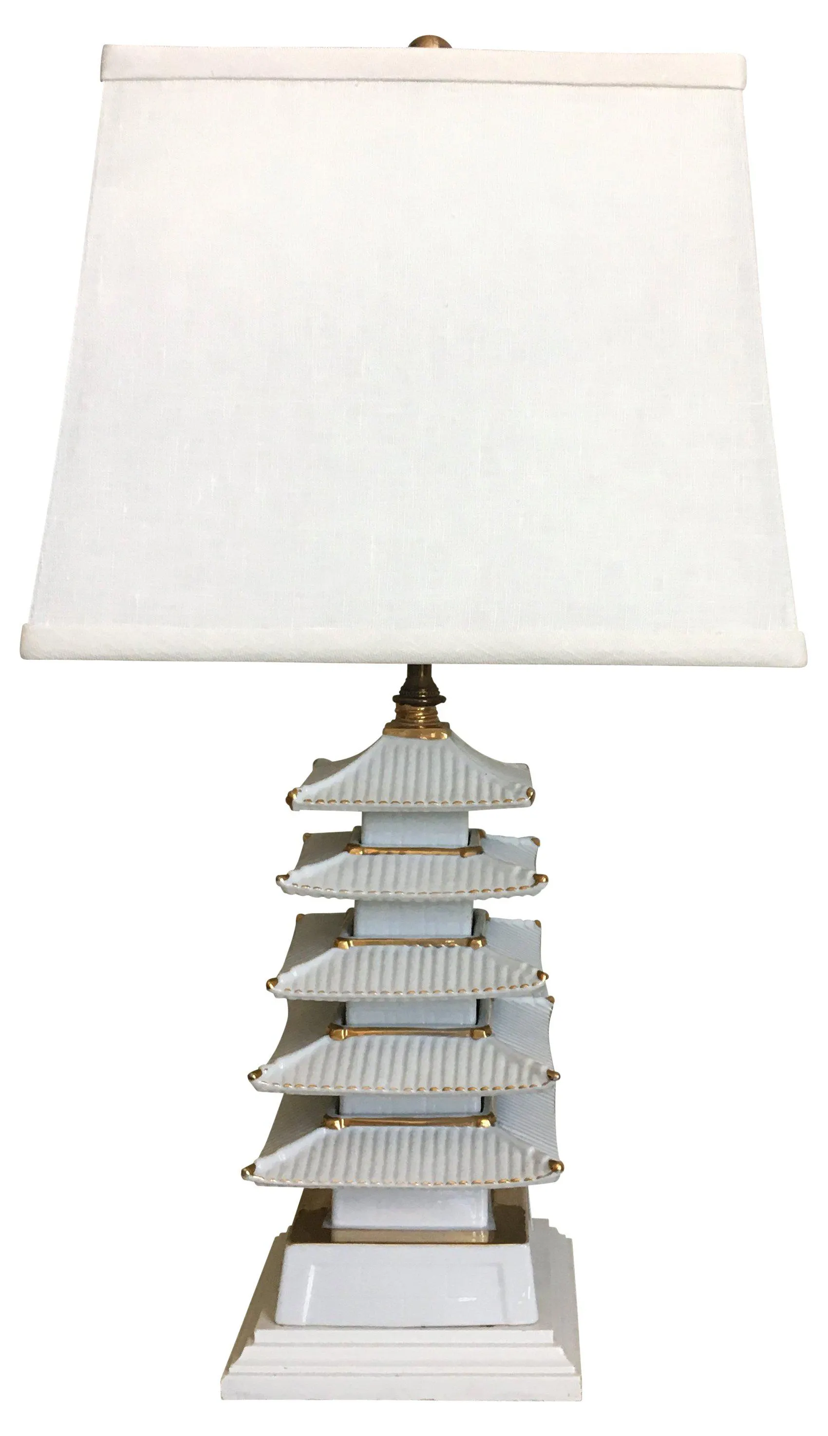 Porcelain Pagoda Lamp & Shade