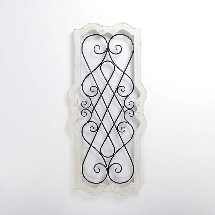 Isabel White Wood and Metal Wall Plaque