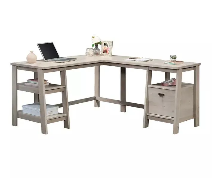 Trestle Chalked Chestnut L-Shaped Desk