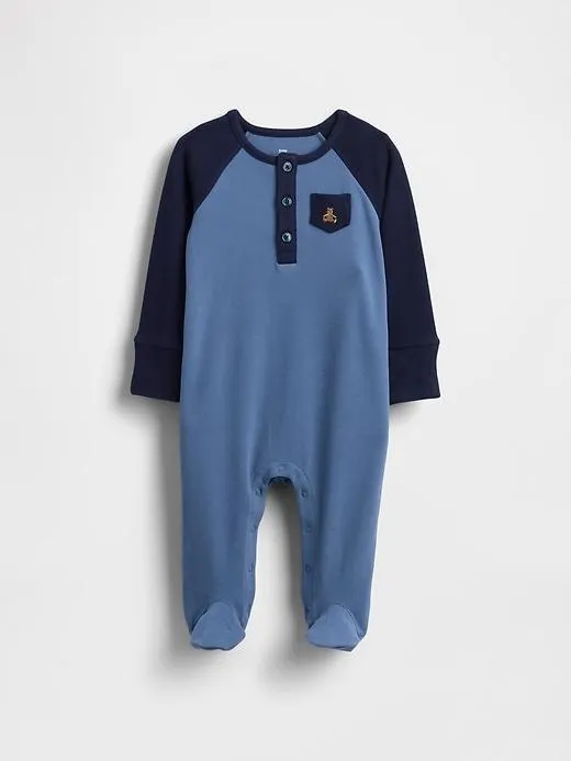 Baby Softspun Colorblock Henley Footed One-Piece