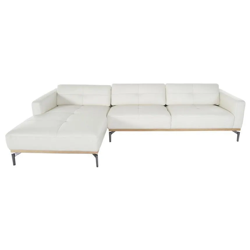 Nate White Leather Corner Sofa w/Left Chaise