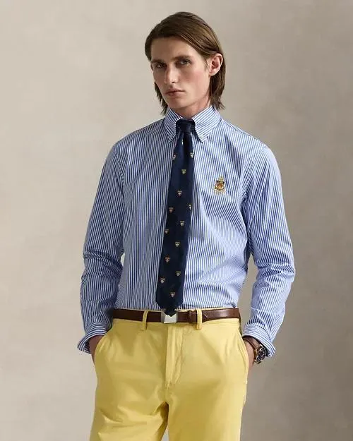 Classic Fit Crest Striped Poplin Shirt