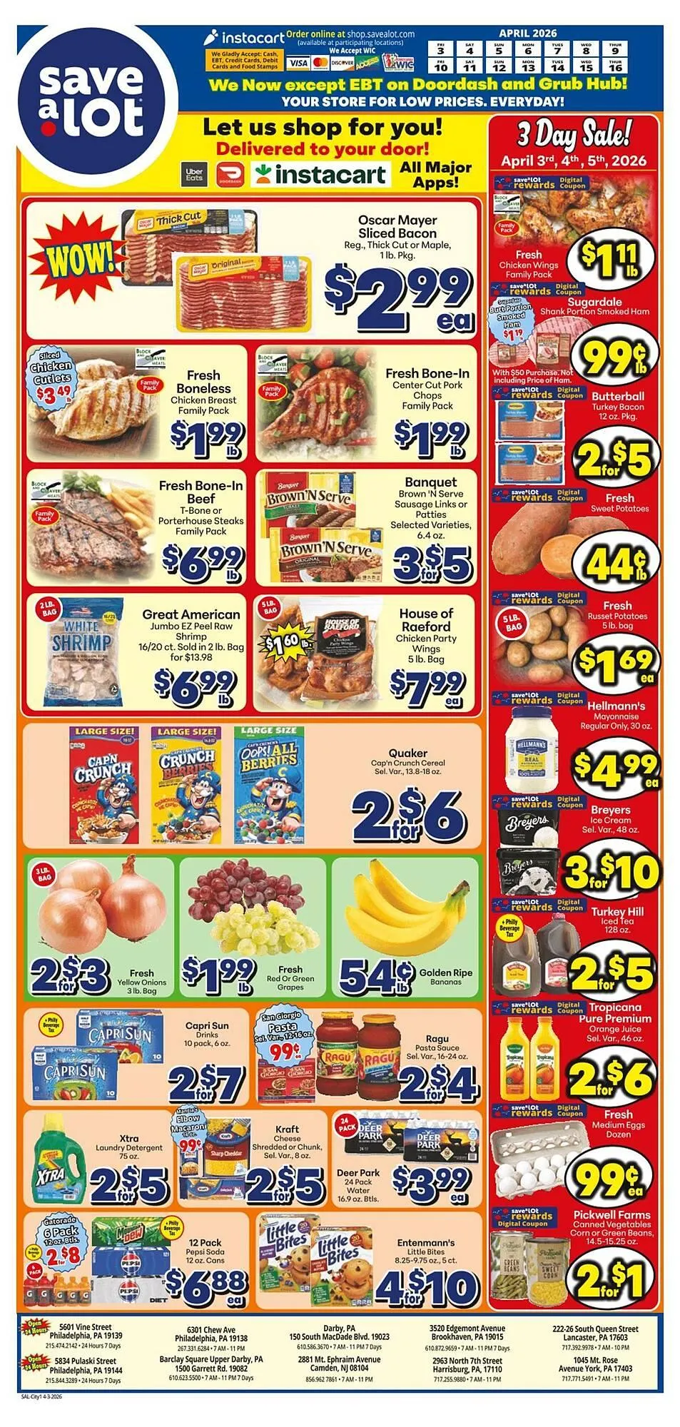 Weekly promotion Save a Lot weekly ad spanning from April 3 to April 16 2026 - Page 1 for Catalogue 365