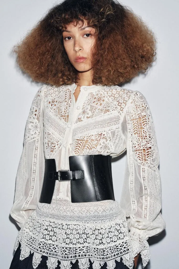 TEXTURED LEATHER CORSET BELT