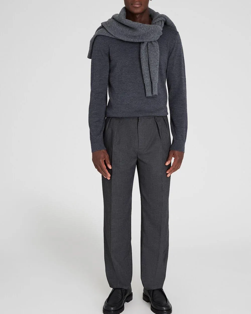 Pleated Wool Blend Trouser