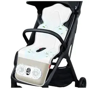 TRELC Baby Stroller Cooling Pad with 2 Fans, 3 Speeds Cooling Cushion, 10000mA Rechargeable Battery, Timer Setting, Breathable & Washable Cooling Pad Liners for Stroller Crib Summer Baby Essentials
