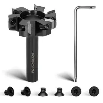 CNC Spoilboard Surfacing Router Bit, 1/2" Shank 2" Cutting Diameter, Slab Flattening Router Bit Planing Bit ,6-Wings Planing bit for Wood Slab Flattening,6 Additional Screws,Upgrade