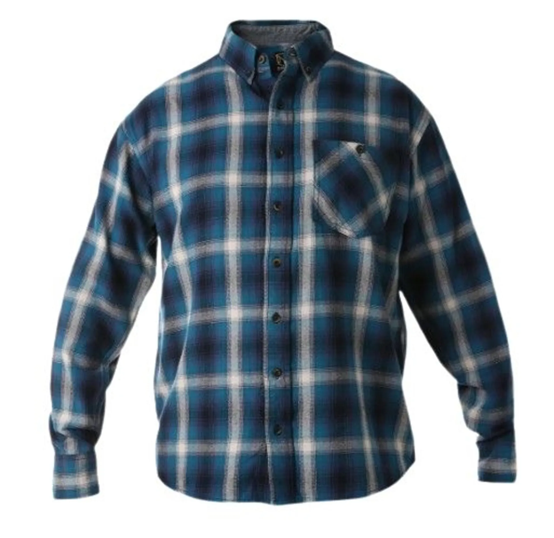 Noble Outfitters Mens Teal Plaid Flannel Long Sleeve Shirt