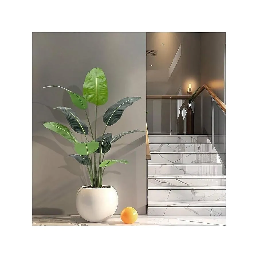 Qeetex 2PCS Bird Of Paradise Artificial Tree - 5FT (60 Inches) With 10 Trunks Fake Banana Tree Plant In Pot For Home Decor. Indoor/Outdoor. Big Spaces. Office. Living Room. Patio