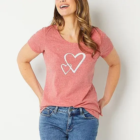 St. John's Bay Womens Crew Neck Short Sleeve T-Shirt