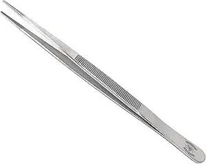 High Precision Stainless Steel Lab Tweezers/Forceps with Straight Broad Strong Point (6 in.)