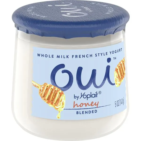 Yoplait Oui French Style Honey Whole Milk Yogurt, Glass Yogurt Jar