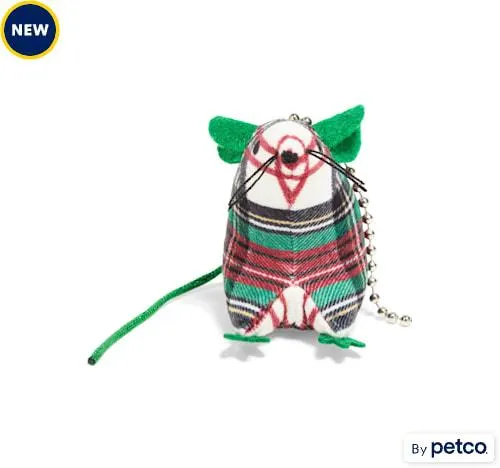 Merry Makings Plaid Mouse Teaser Attachment Cat Toy
