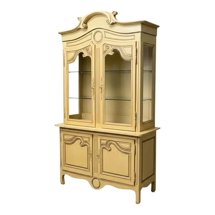 1970s Large Scale French Provincial Painted Cabinet / Hutch by Baker Furniture