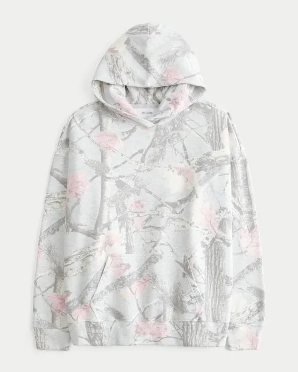 Oversized Camo Graphic Hoodie
