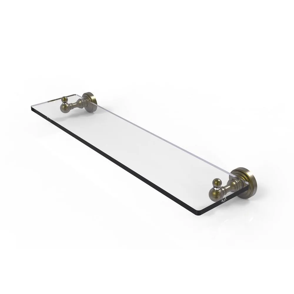 Allied Brass Waverly Place 22" Antique Brass Glass Bathroom Shelf with Beveled Edges