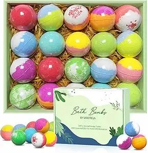 Bath Bombs for Women Gift Set, 20 Organic Bath Bombs with Essential Oil, Handmade SPA Bubble Bath for Relaxing, Gift for Her/Him, Women, Girls, Wife, Mother