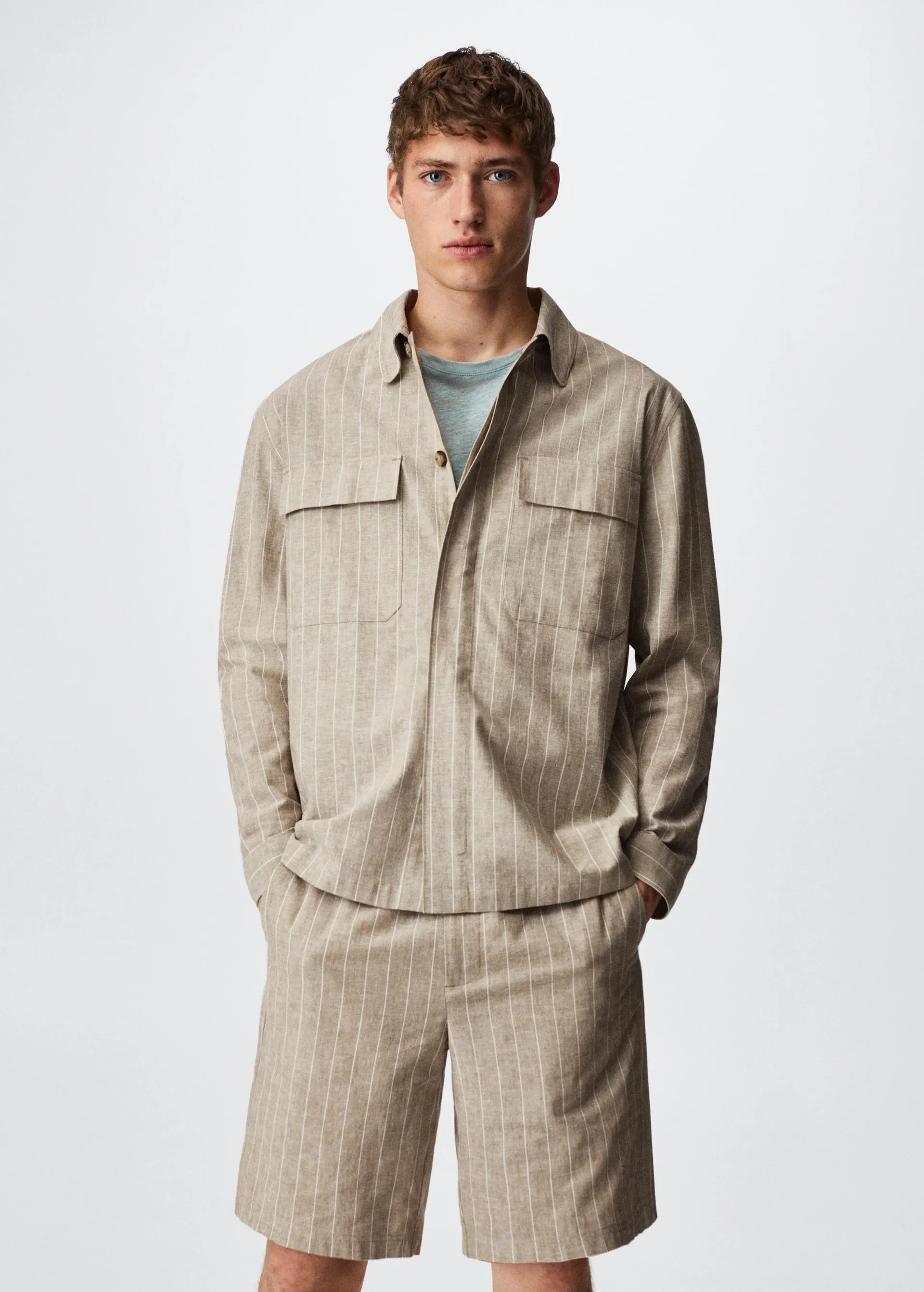 Sobrecamisa algodón lino rayas