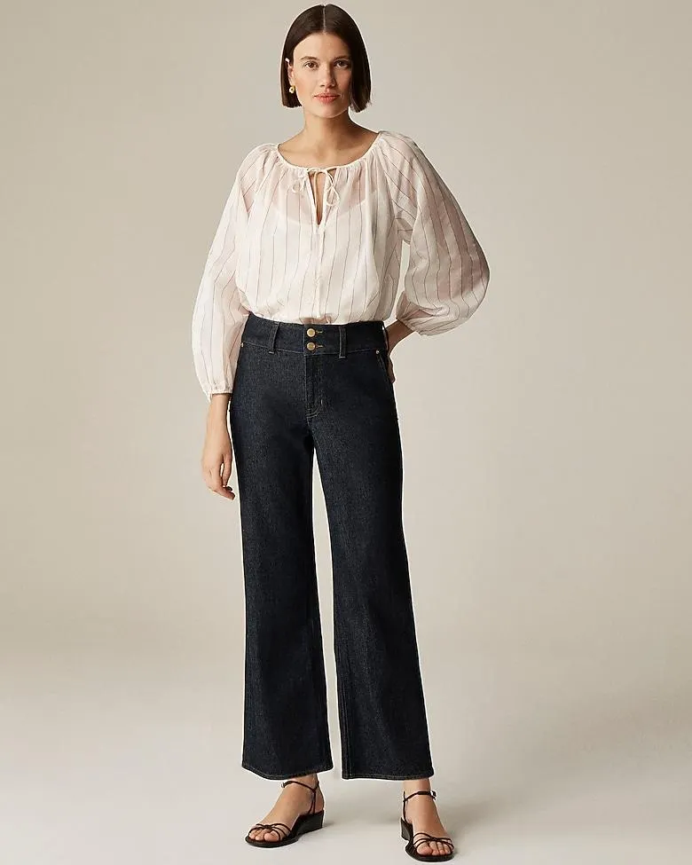 Slim-wide jean with stacked buttons