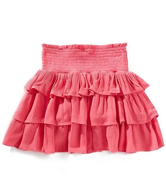 Big Girls Smocked Tiered Ruffle Skirt