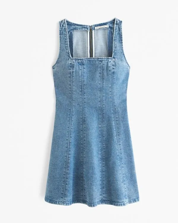 The A&F Mila Squareneck Denim Mini Dress