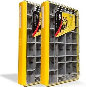 Deluxe Fishing Tackle Box, Waterproof 3600 and 3700 Tackle Trays, Organizer with Removable Dividers, Sealed Lure Box and Terminal Tackle Storage (2, 3700 Yellow)