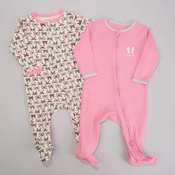 Baby Girl (NB-9M) Tales & Stories 2pk. So Beautiful Bow Sleepers