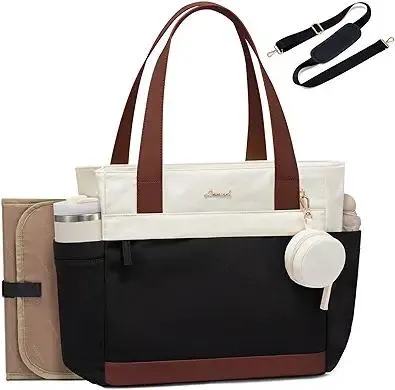 LOVEVOOK Diaper Bag Tote Large Baby Bag for Mom Hostipal and Travel Diaper Tote for Baby Boy with Pacifier Case Changing Pad