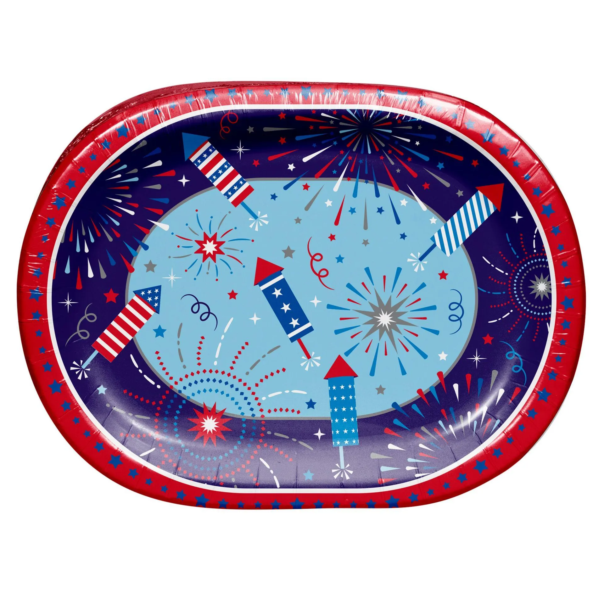 Berkley Jensen Patriotic Oval Paper Plates, 50 ct.