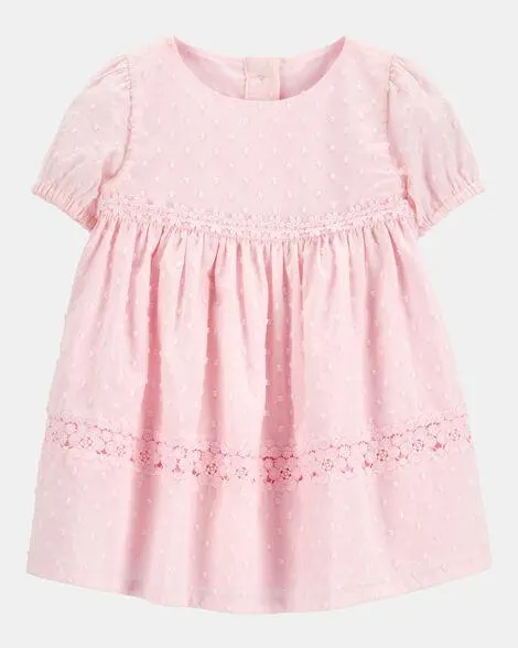 Baby Textured Babydoll Dress- Pink