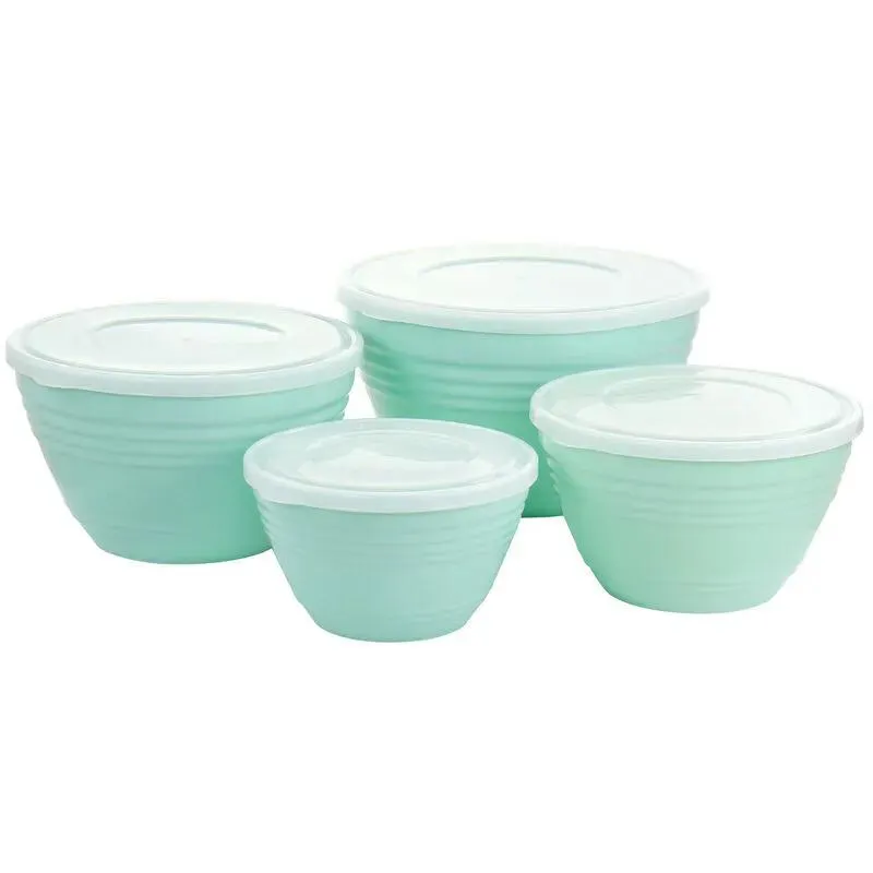 Martha Stewart 8 Piece Plastic Bowl Set with Lids in Turquoise