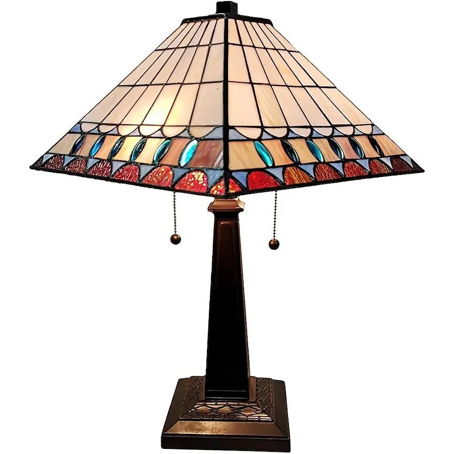 Amora Lighting 20-Inches Multi Pull-chain Table Lamp with Glass Shade