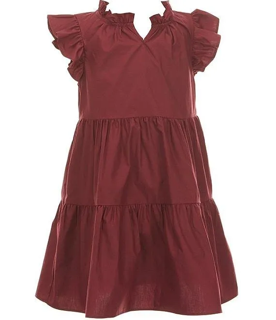 Little Girls Ruffle Short Sleeve A-Line Tiered Dress