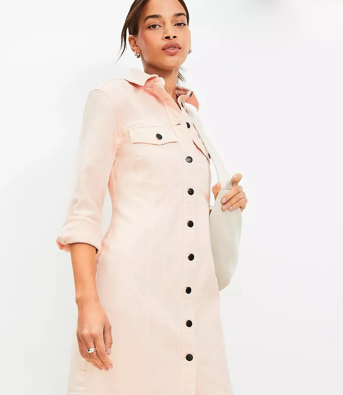 Seamed Denim Mini Pocket Dress