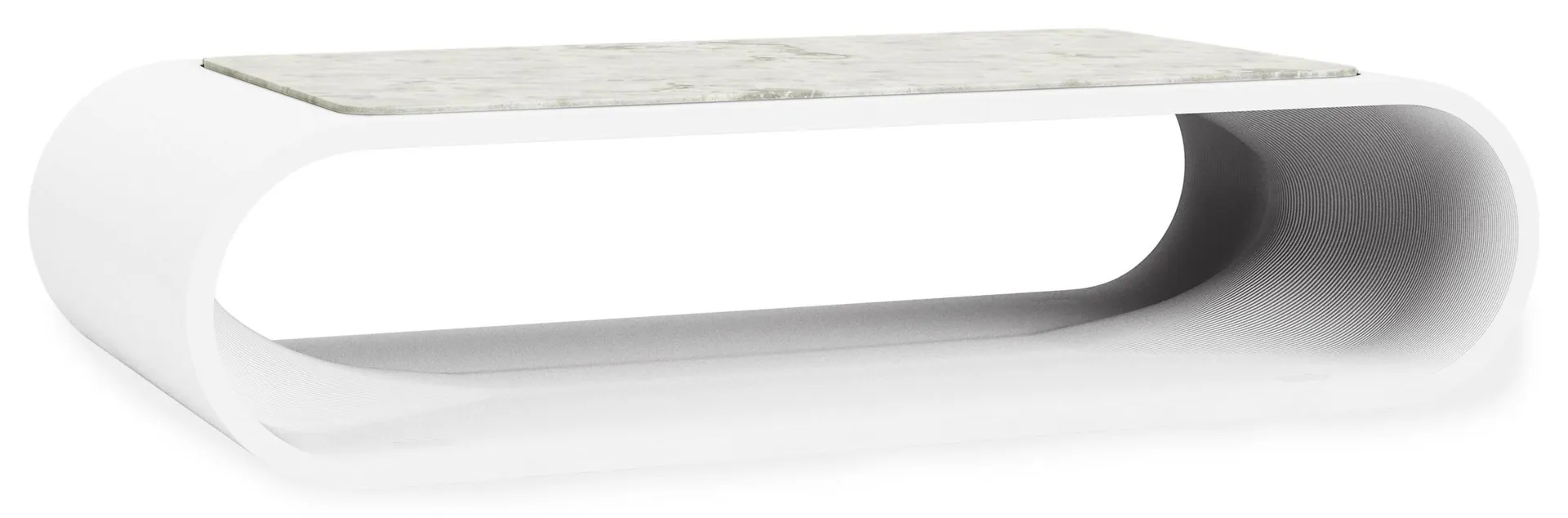 Tangent 60w 30d 15h Coffee Table in Marbled White Quartz w/White Base