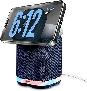 iHome Bluetooth Speaker with Wireless Charger, Charging Station with Color Changing Night Light - Blue (iPBT50L)