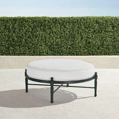 Carlisle Round Ottoman with Cushion in Onyx Aluminum