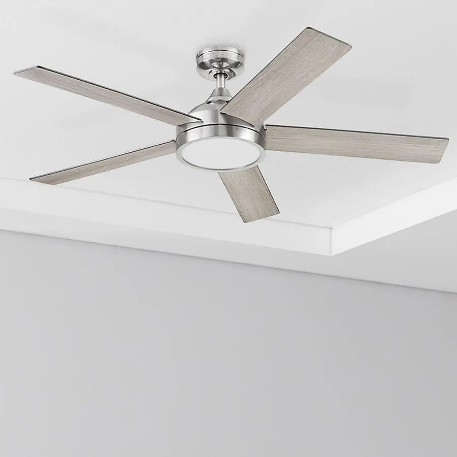 Harbor Breeze Camden 52-in Integrated LED Brushed Nickel with Driftwood/Sienna Blades Ceiling Fan With Light - Remote Included ( 5 -Blade )