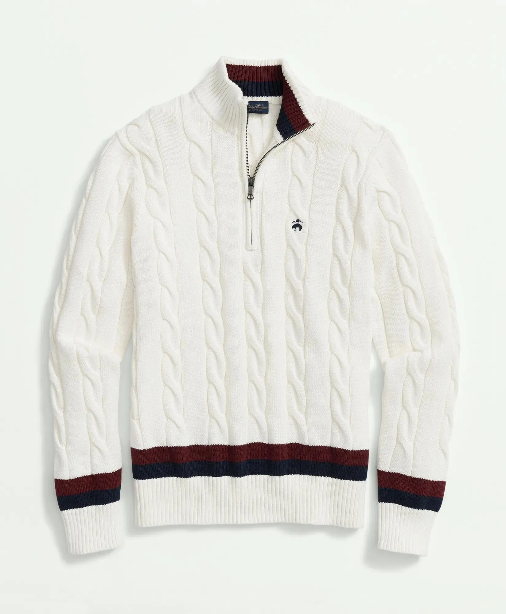 Cable Knit Tennis Quarter-Zip Sweater in Supima