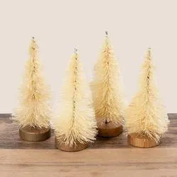 Small Frosted Cream Bottle Brush Trees (Pack of 4 pieces)