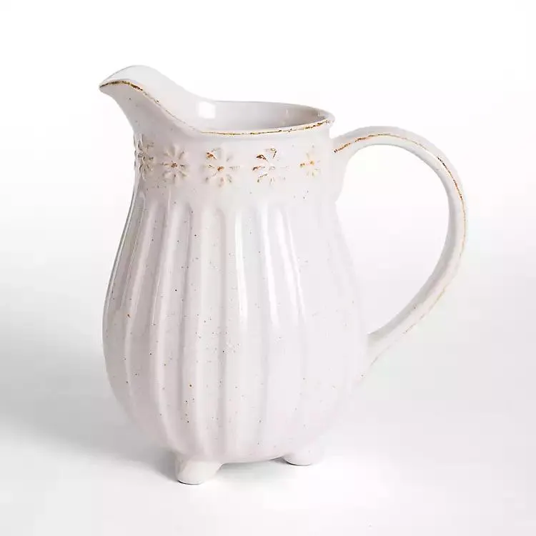 Distressed Etched Floral Pitcher