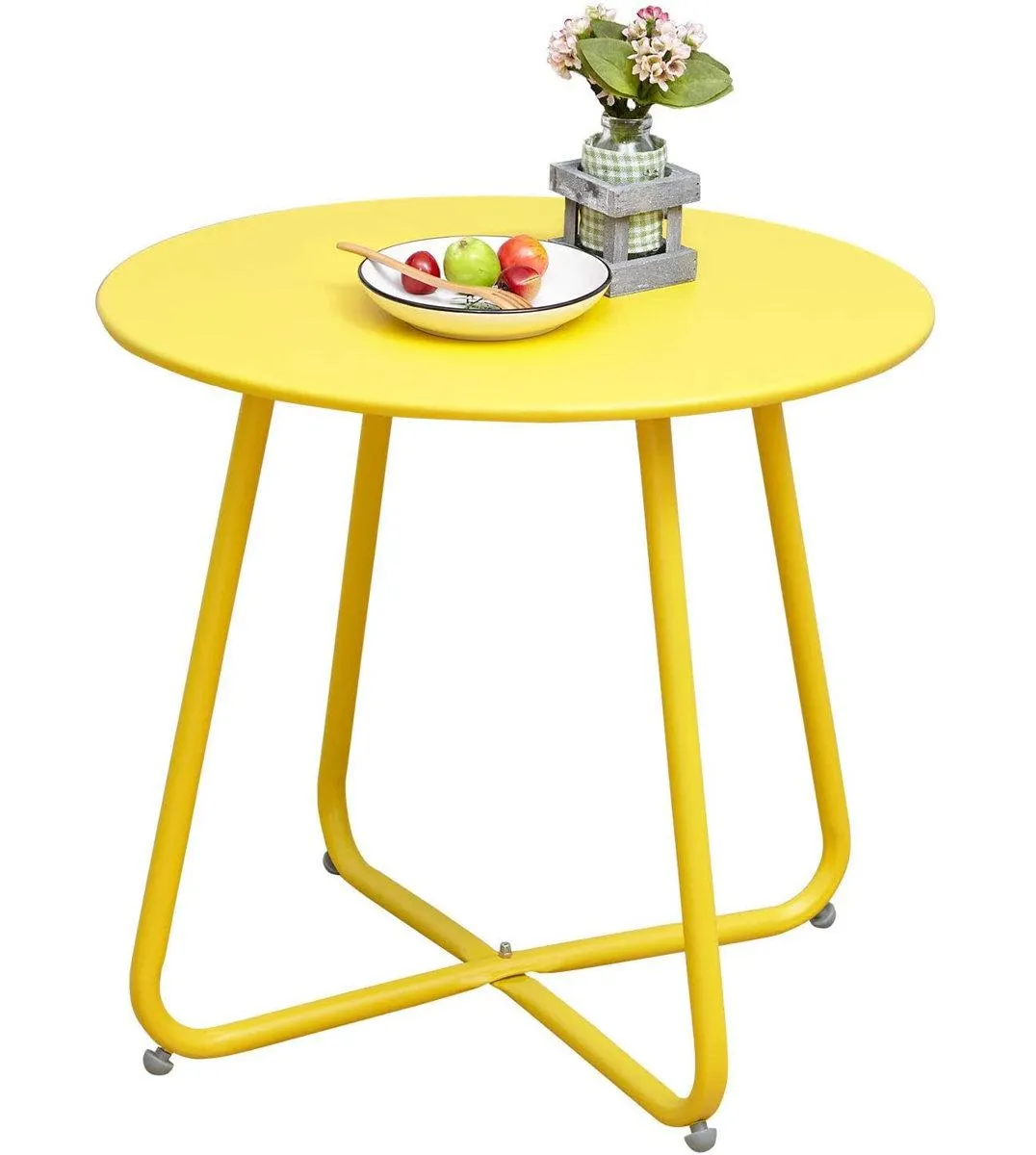 Ebern Designs Steel Patio Side Table, Weather Resistant Outdoor Round End Table