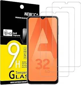 NEW'C 3 Pack Designed for Samsung Galaxy A32 5G Screen Protector Tempered Glass, Case Friendly Anti Scratch Bubble Free Ultra Resistant