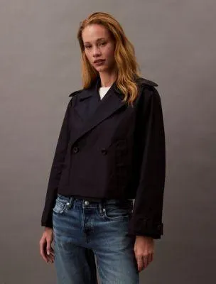 Cotton Blend Short Trench Coat