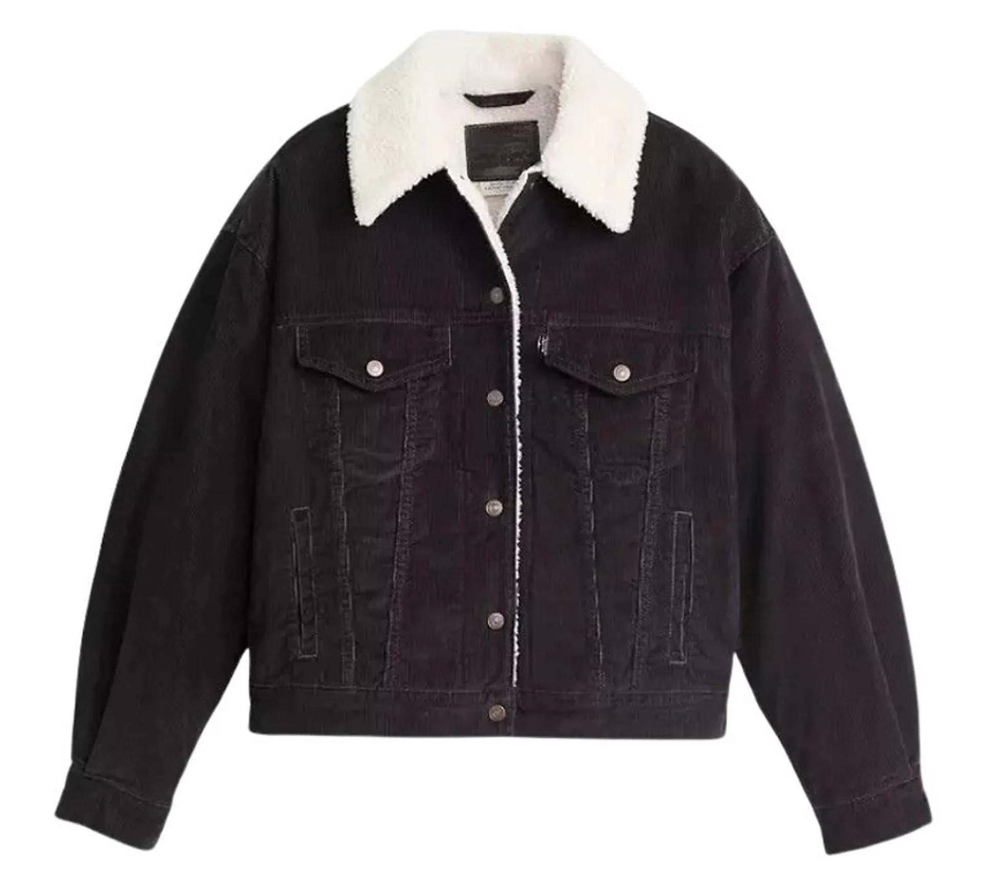 Levi's Women's Caviar Black 90's Sherpa Corduroy Trucker Jacket