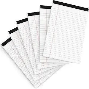 Legal Pads 5x8 Inch Writing Pads for Office Note Pads 5x8 for Work 80 GSM Paper College Ruled Legal Pad To Do List Notepad 30 Sheets 6 Pack Notebook Writing Pad Notepads for Grocery List Shopping List