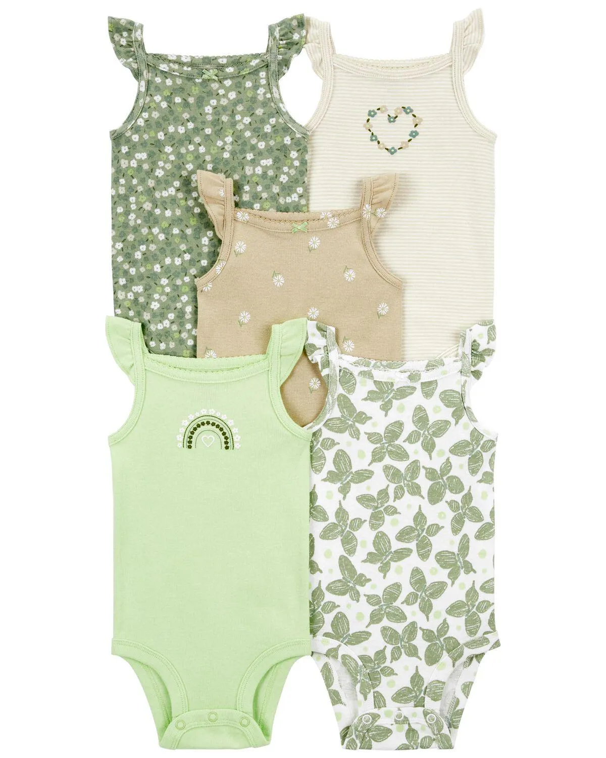 Baby 5-Pack Butterfly Flutter Bodysuits