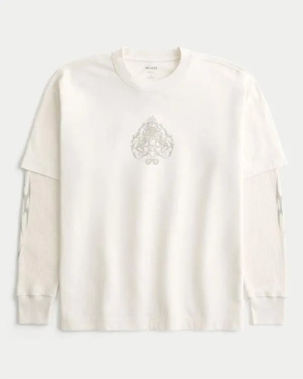 Layered 2-in-1 Long-Sleeve Graphic Tee