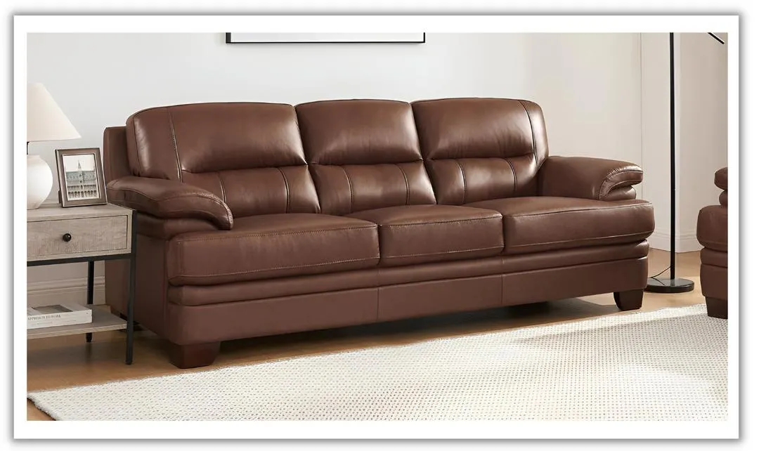 Luxor 3-Seater Leather Sofa With Cushion Arms