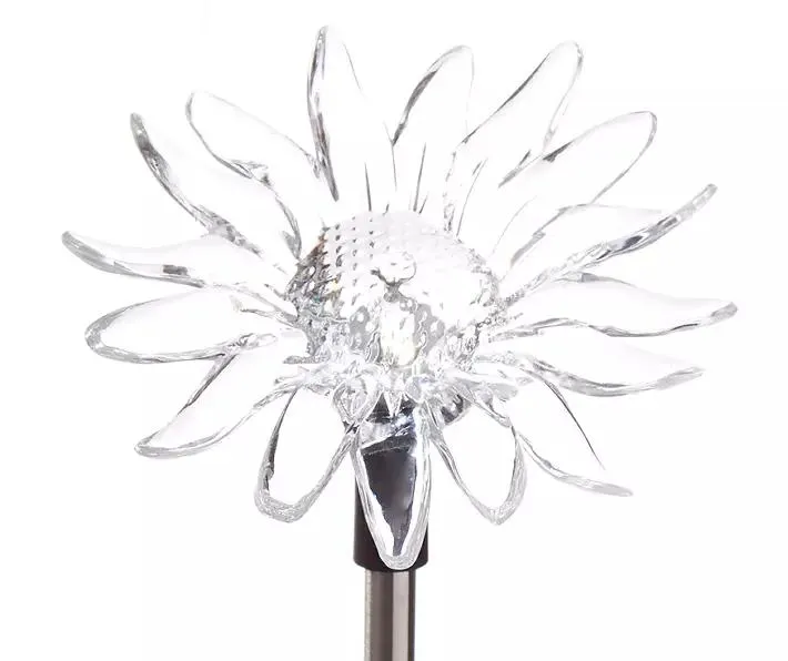 White Sunflower LED Solar Light Yard Stake, (30")